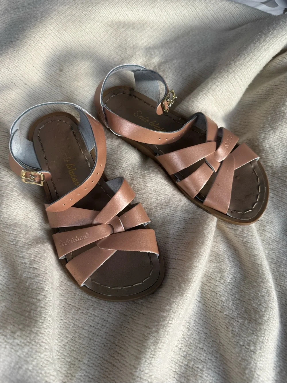 Salt Water Classic Rose Gold Leather kids  Sandals
